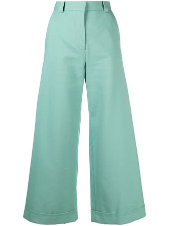 Shop green See by Chloé high-rise wide-leg cropped trousers with Express Delivery - Farfetch