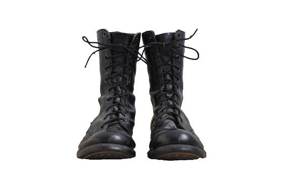 Vintage 1967 Vietnam War Leather Boots // 12 // Black // Lace-up // Army // Military // Punk // 70s // 60s // Engineer // Standard Issue //