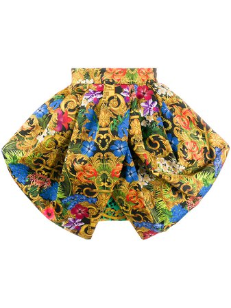 Versace Jeans Couture Ruffled Baroque Print Skirt | Farfetch.com