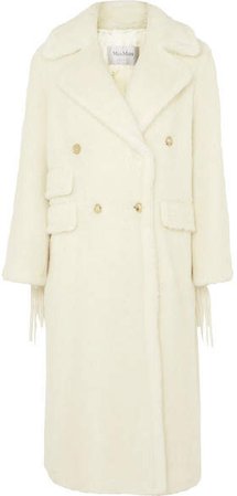 Oversized Fringed Faux Fur Coat - White