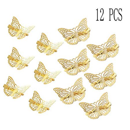 Amazon.com : OBTANIM Butterfly Hair Clips, 12 Pcs Cute Golden Metal Butterfly Hair Claw Clips Accessories for Girls and Women : Beauty