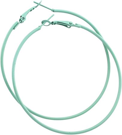 Amazon.com: IDB Stainless Steel Big Hoop Earrings - 2.32" x 2.48" x 0.07" (59x63x2mm) - Multiple Colors to choose from (Light Green): Clothing, Shoes & Jewelry