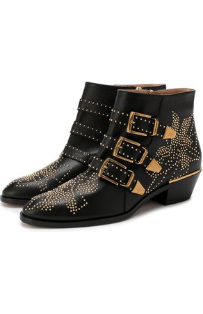 Женские черные кожаные ботинки susanna CHLOÉ — купить за 69850 руб. в интернет-магазине ЦУМ, арт. CHC16A13475