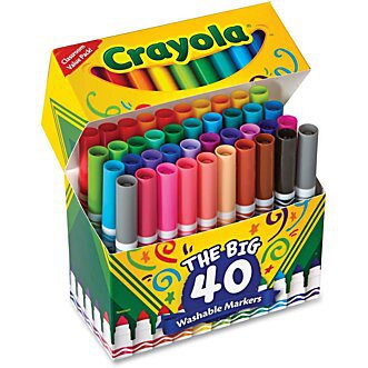 Crayola 40 Count Ultra Clean Washable Broad Line Markers Conical Marker Point Style Assorted 40 Set - Office Depot