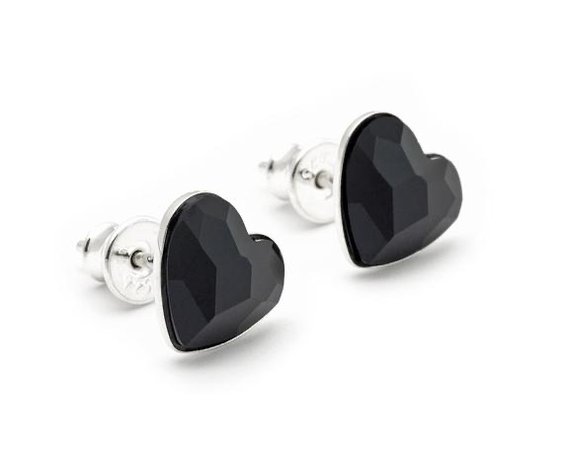 black heart stud earrings