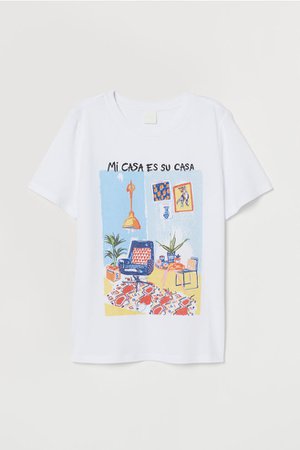 T-shirt - White/Mi Casa - Ladies | H&M CN
