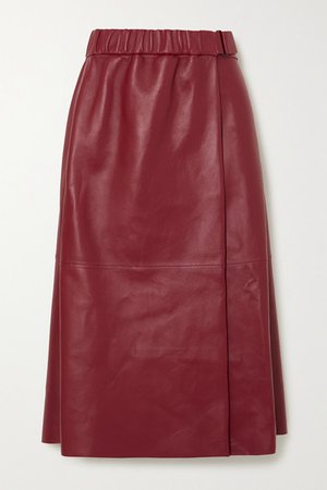 Leather Wrap Skirt - Red