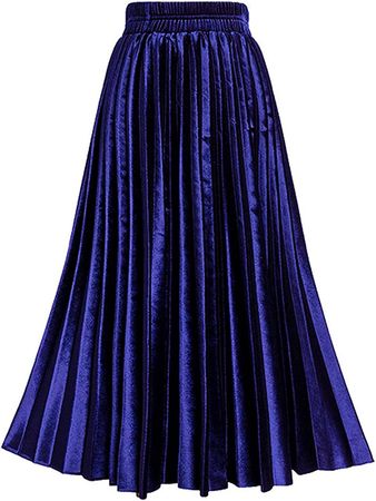 Amazon.com: TONCHENGSD Women's High Elastic Waist Velvet Midi Long Pleated Swing Ruffled Skirt : Clothing, Shoes & Jewelry