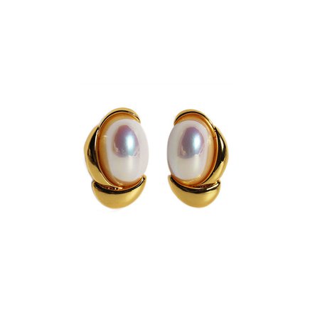 Gold AIMAU Pearl Ear Studs Earrings - Pair | i The Label – ithelabel.com