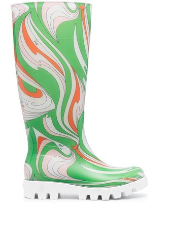 Shop Emilio Pucci Vortici-print rain boots with Express Delivery - FARFETCH