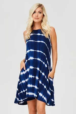 Only For Tie Dye Cute Casual Dress in Navy