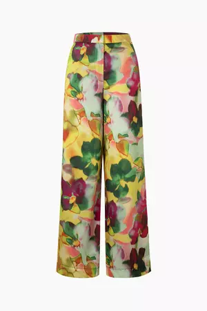 Floral Print Satin Trousers – Micas