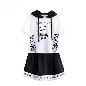 Japanese Panda Outfit Skirt and T-Shirt Sailor Collar | Kawaii Babe