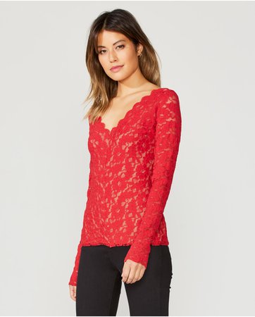 The Bailey 44 Love Sensation Lace Top in Red