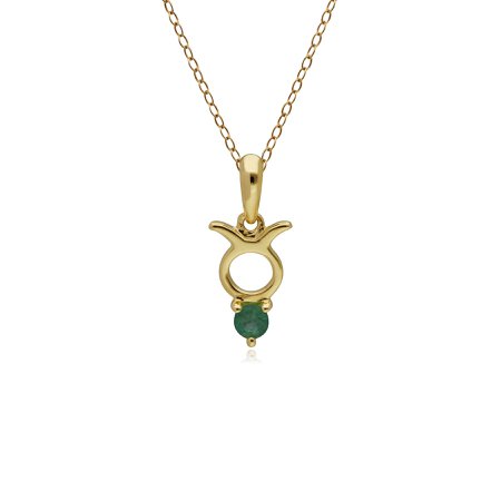 Emerald Taurus Zodiac Charm Necklace in 9ct Yellow Gold – Gemondo