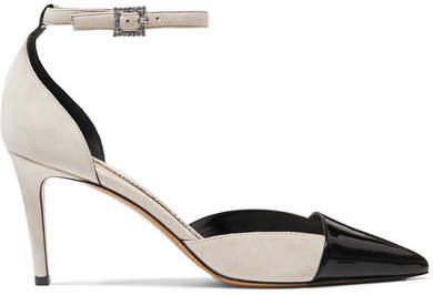 Cindy Crystal-embellished Patent-leather And Suede Pumps - Beige
