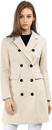 Amazon.com: Allegra K Women's Winter Coat Elegant Notched Lapel Double Breasted Trench Coat : Clothing, Shoes & Jewelry