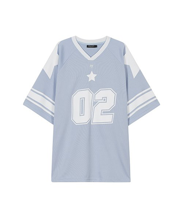 MSKN2ND Football Star Jersey Oversized T-Shirt Pale Blue