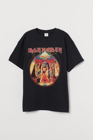 Oversized Printed T-shirt - Black/Iron Maiden - Ladies | H&M US