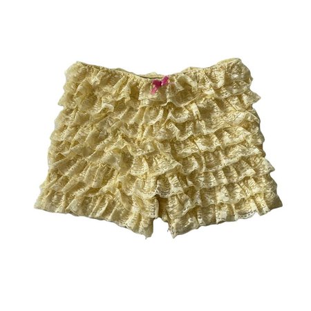 vintage yellow lace bloomers pettipant size:... - Depop