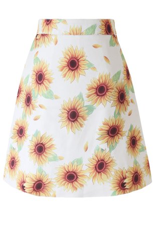 Dancing Sunflower Midi Bud Skirt - Retro, Indie and Unique Fashion