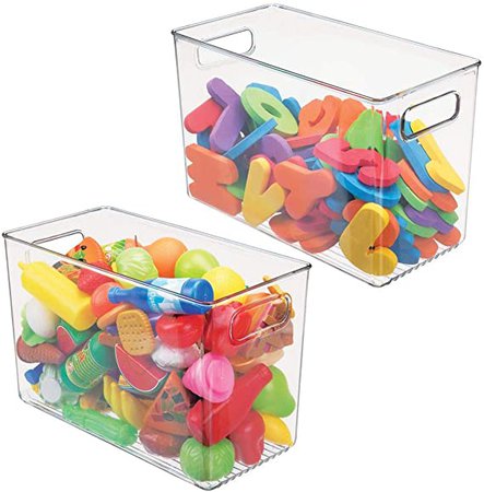 Amazon.com: mDesign Deep Plastic Home Storage Organizer Bin for Cube Furniture Shelving in Office, Entryway, Closet, Cabinet, Bedroom, Laundry Room, Nursery, Kids Toy Room - 12" x 6" x 7.75" - 2 Pack - Clear: Home & Kitchen