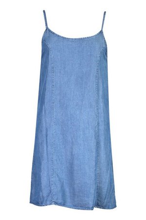 Chambray Strappy Shift Dress | boohoo blue