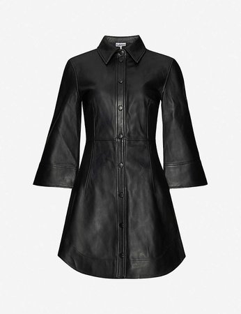 GANNI - Buttoned leather mini dress | Selfridges.com