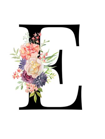 Letter E Floral Alphabet Instant digital download | Etsy