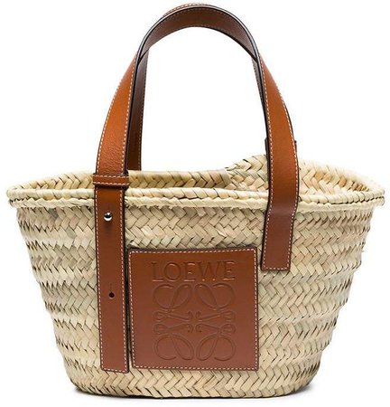 Natural Tan Small Basket Tote Bag