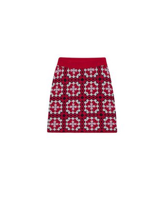 Granny Square Knit Mini Skirt_Red | W Concept