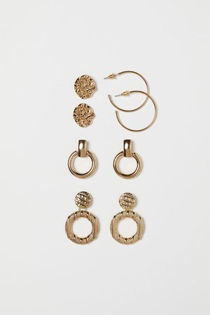 4 Pairs Earrings - Gold-colored - Ladies | H&M CA