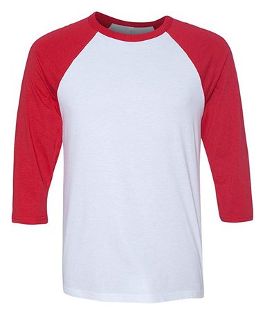 Bella + Canvas Adult 3/4 Sleeve Blended Baseball Tee (White/Red) (X-Large) | Amazon.com
