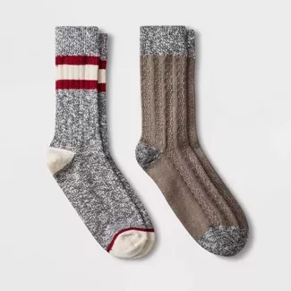 Men's 2pk Boot Socks - Goodfellow & Co™ Gray/Brown 6-12 : Target