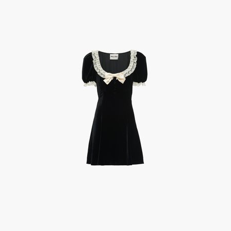 Velvet mini-dress Black | Miu Miu