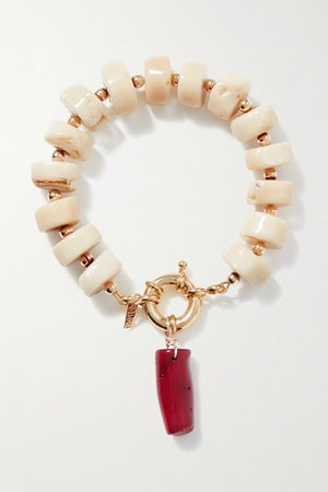 Gold Sybil gold-plated and coral bracelet | éliou | NET-A-PORTER