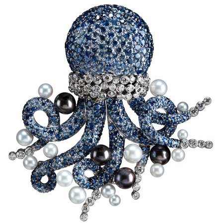 Michele della Valle sapphire Octopus Brooch For Sale at 1stdibs