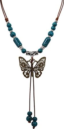 Amazon.com: MINACHI Boho Hippie Butterfly Green Ceramic Bead Long Necklace Bohemian Jewelry Gift : Clothing, Shoes & Jewelry