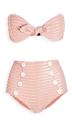 Lisa Marie Fernandez Poppy Button High Waist BIkini Set | SHOPBOP