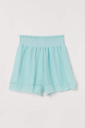 Shorts with Smocking - Turquoise
