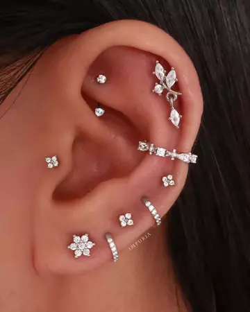 Cartilage Earring Crystal Pave Helix Piercing Ring Tragus Hoop Ear Jewelry – Impuria Ear Piercing Jewelry