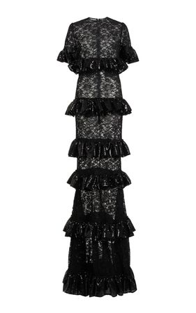 Sequin-Ruffled Lace Gown By Elie Saab | Moda Operandi
