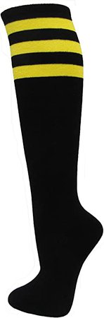 Amazon.com: Couver Black Striped Knee High Fashion Casual Tube Cotton Socks, Yellow (1 Pair) : Clothing, Shoes & Jewelry