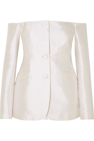 Gabriela Hearst | Dorothea off-the-shoulder silk and wool-blend blazer | NET-A-PORTER.COM