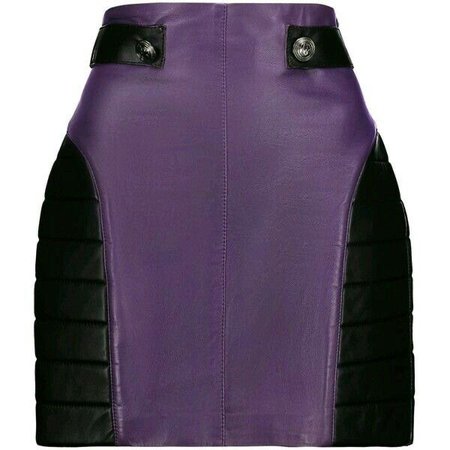 leather purple black balmain skirt