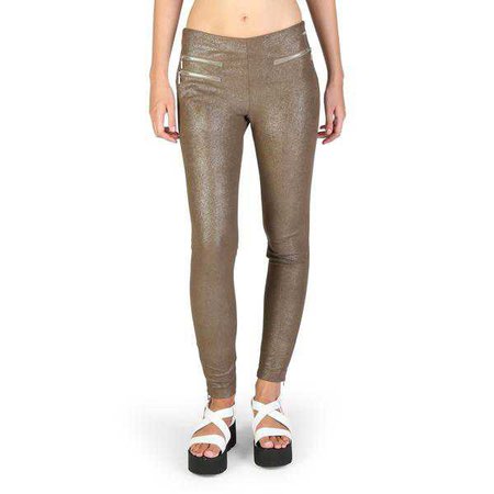 Leggings | Shop Women's Guess Brown Elastic Waist Polyester Legging at Fashiontage | W74B05W9540_FT55-Brown-S