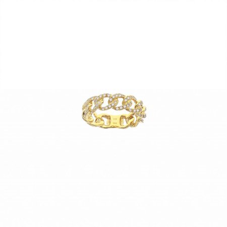 14 Karat Gold Medium Cuban Link Ring with 80 Round Cut Diamonds Three Quarters of the Way Around weighing 0.41cts – Multiple colors and sizes | XIV Karats LTD