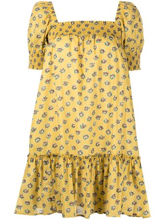 Tory Burch Smocked floral-print Mini Dress - Farfetch