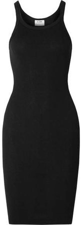 Ribbed Stretch-cotton Dress - Black