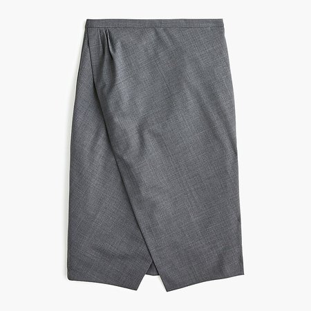 J.Crew: Asymmetrical Pencil Skirt In Everyday Wool grey